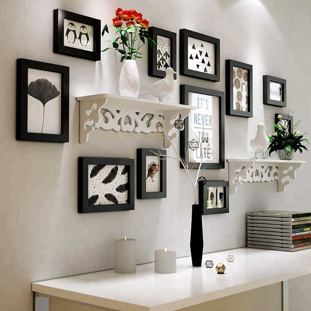 Фото в гостиной: как разместить фотографии, подобрать рамки, их размер и форму (30 фото)