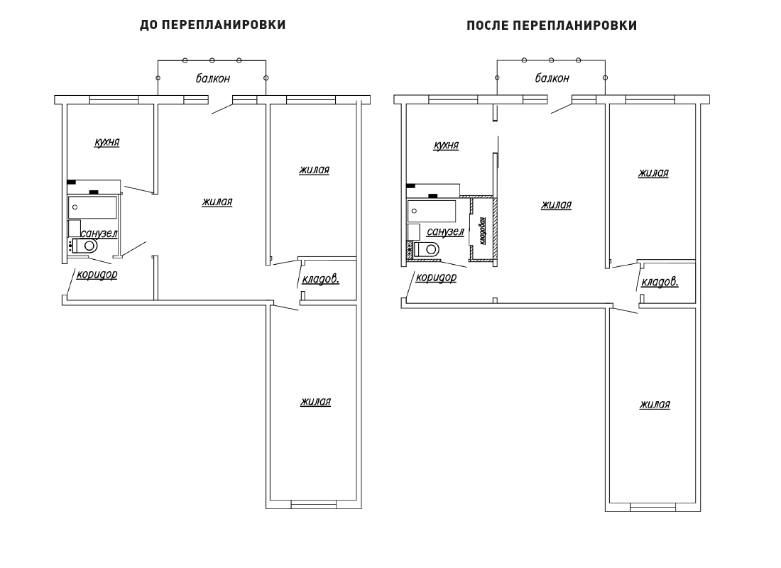 Перепланировка хрущевки, варианты, как перепланировать 1, 2 комнатную