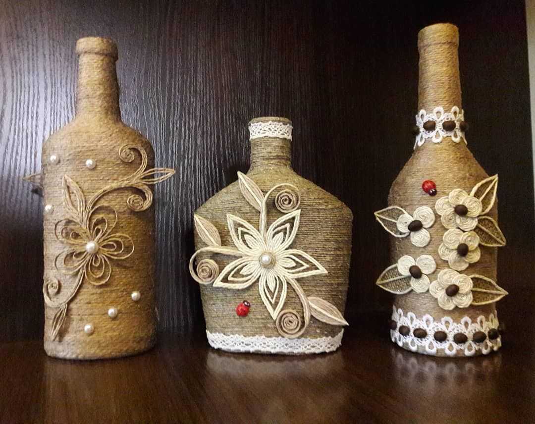 Ваза из бутылки и шпагата своими руками - вместе мастерим