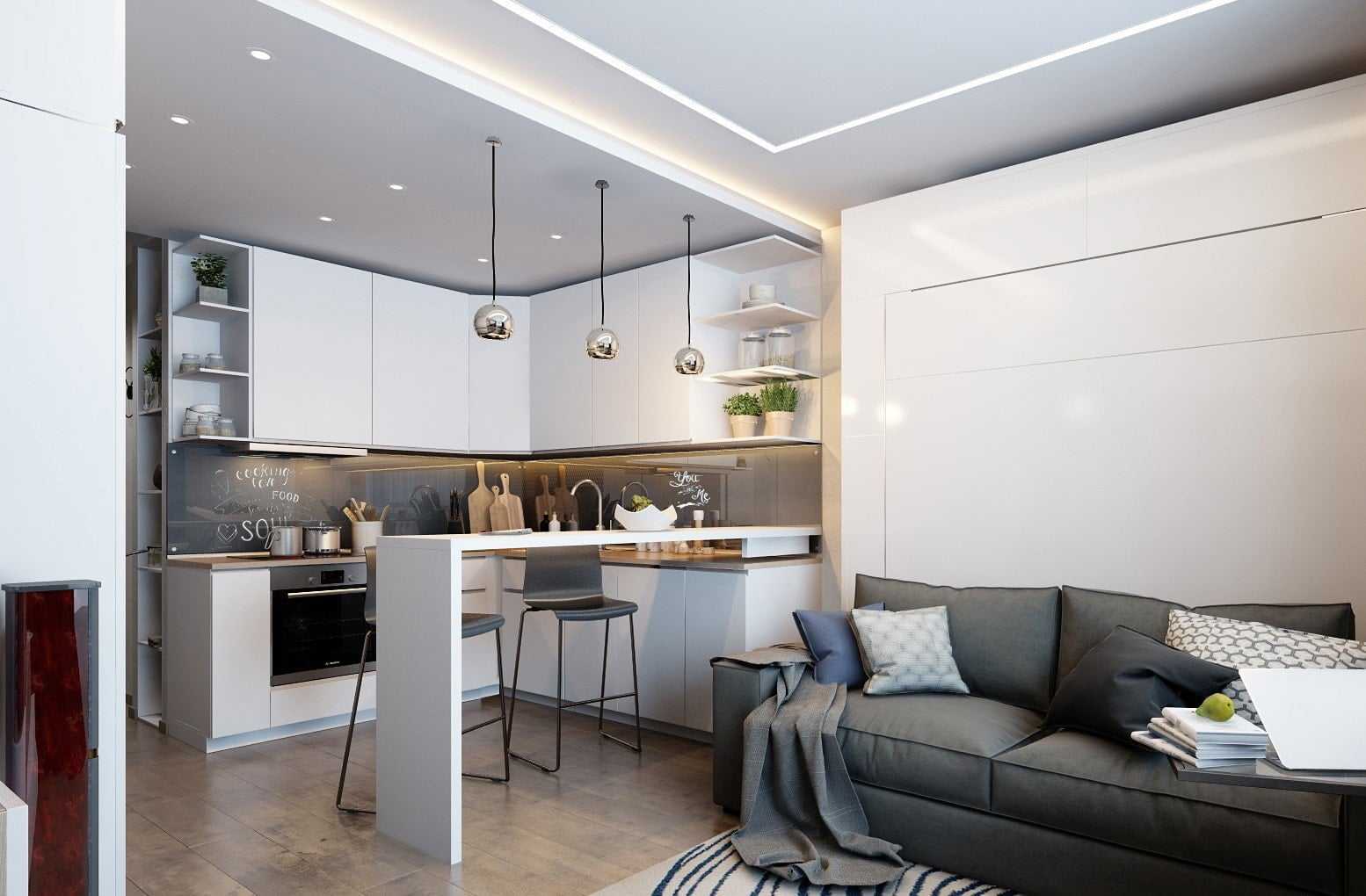 Хитрости зонирования кухни-гостиной 16 кв. м: дизайн и интерьер